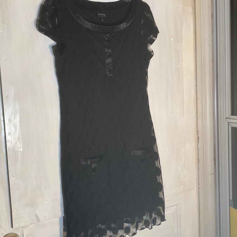 En Focus Studio Sz 12 Gorgeous Polka Dot Sheer Pocket Dress - New W out